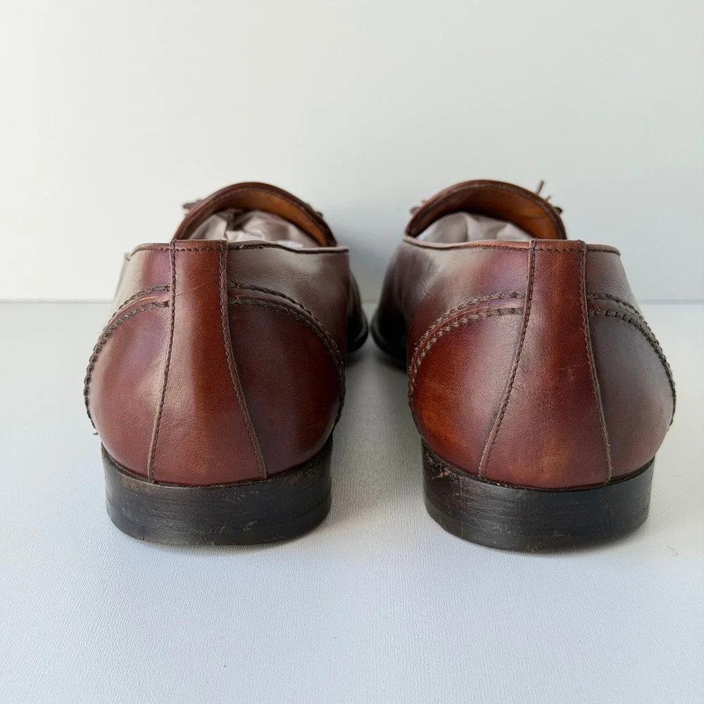 Vintage Salvatore Ferragamo Tassel Loafers Mens 9.5 D Brown Leather Dress Shoes